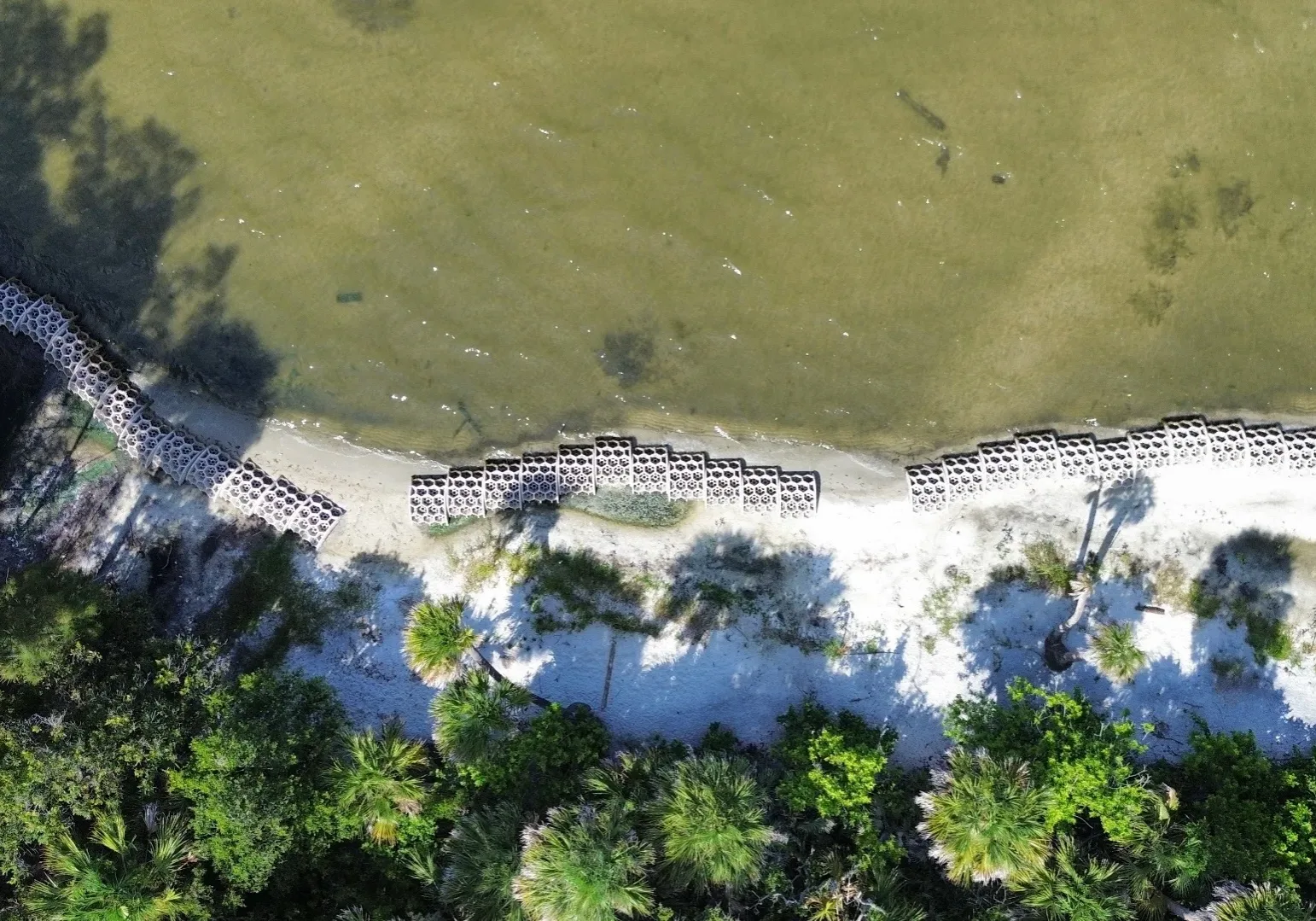 Aerial installation of the Lagoon House Reef Arch breakwater